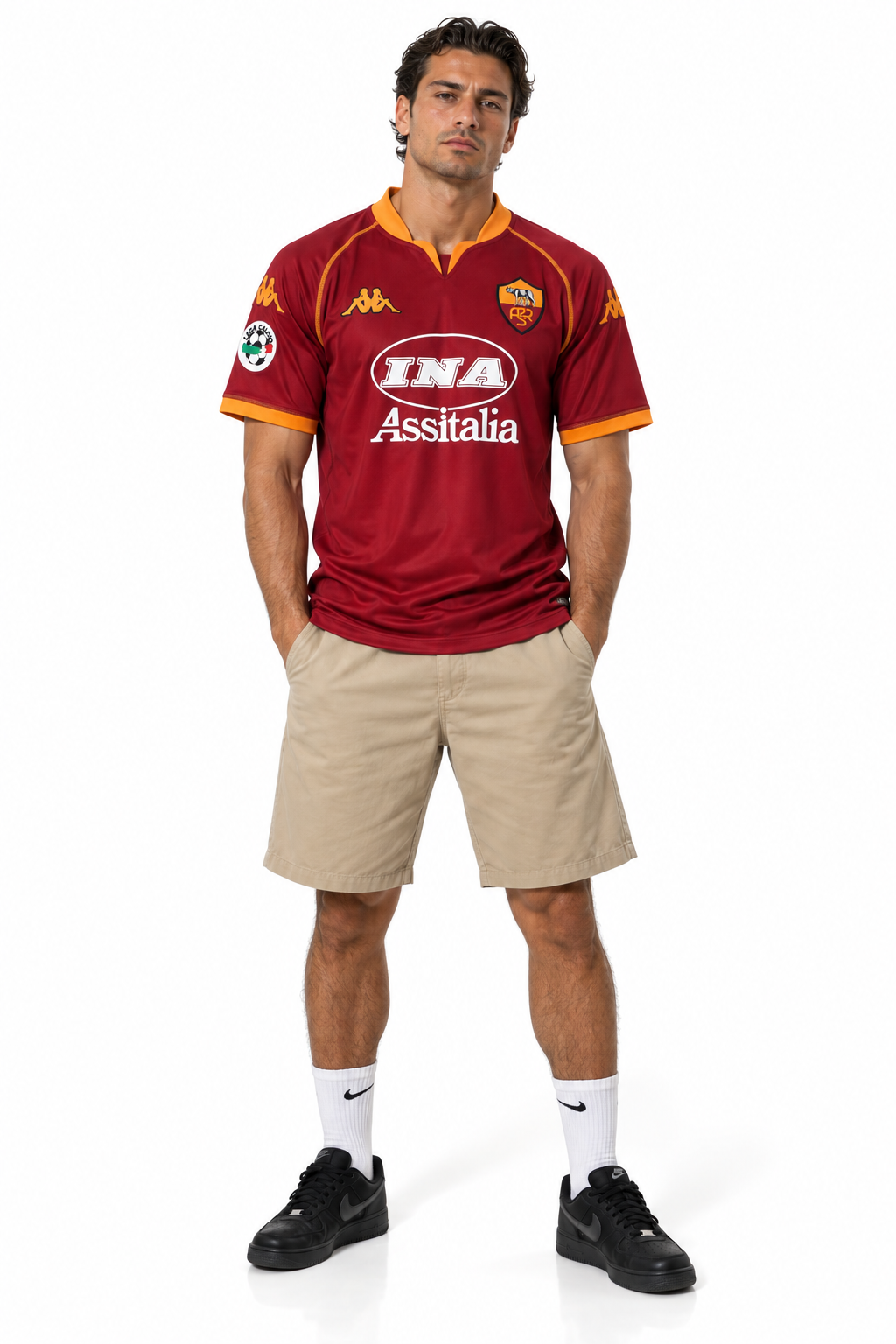 AS Roma Retro Jersey 00/01 — worn, front