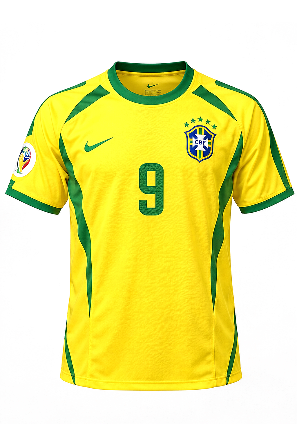 Brazil Home Retro Jersey 2002 – Ronaldo 9 — front